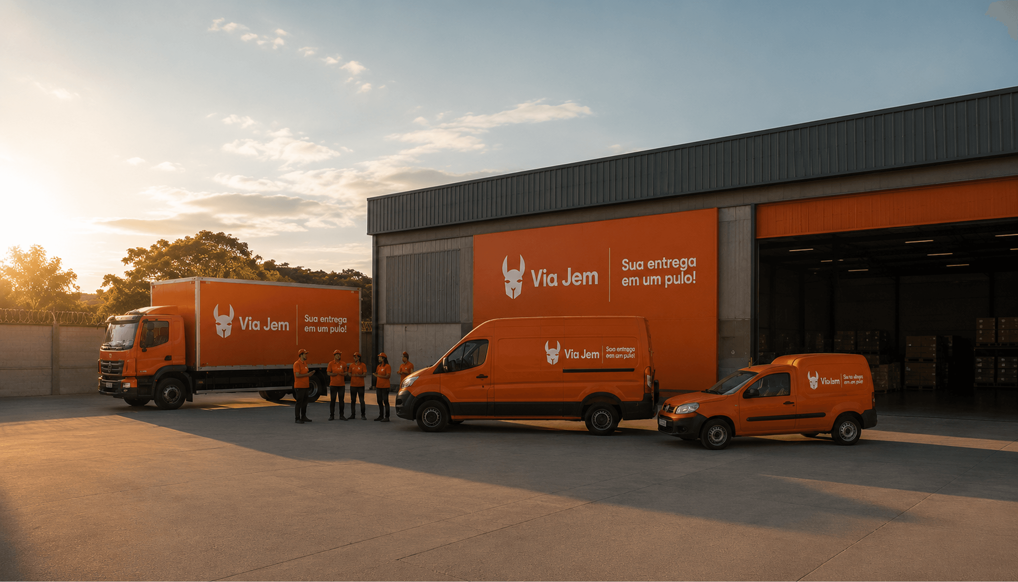 Operação logística da Via Jem Express com containers
